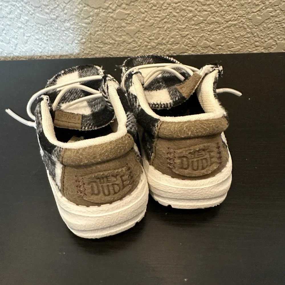 Hey Dude Wally Buffalo Plaid Black And White Shoes Baby Infant Toddler T5 5